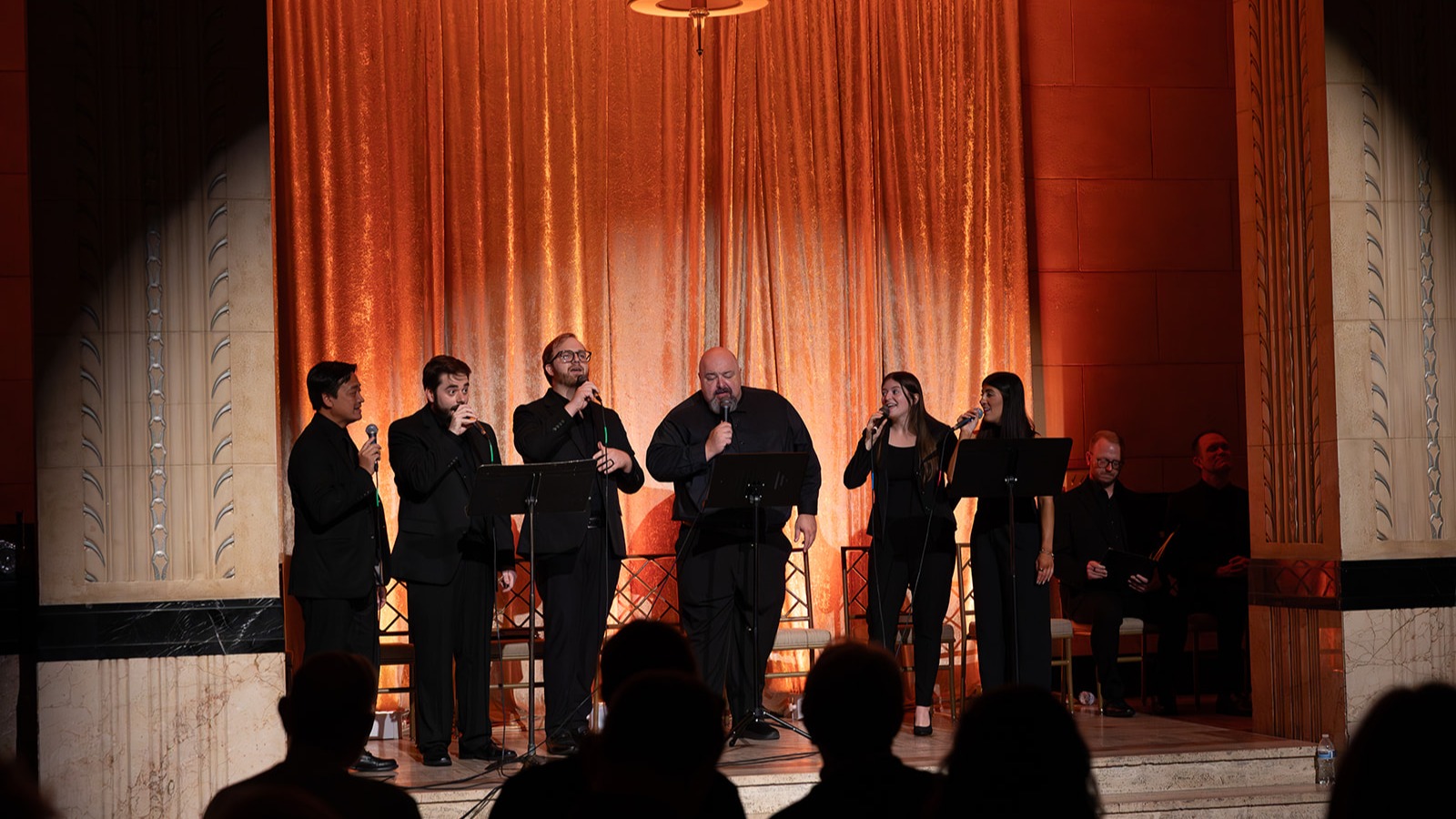 Octet performing on stage